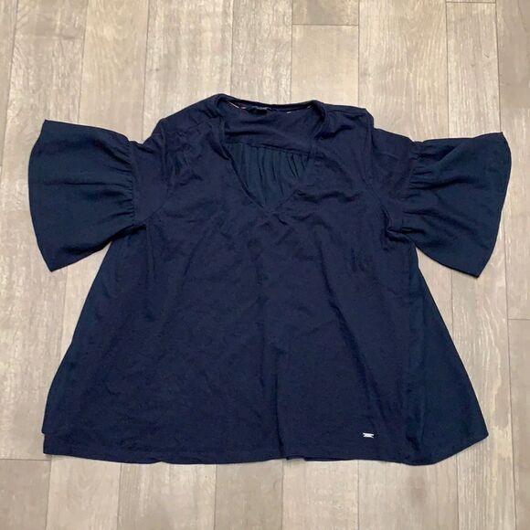 Womens Tommy‎ Hilfiger Ruffled Sleeve Sheer Top - Picture 1 of 6